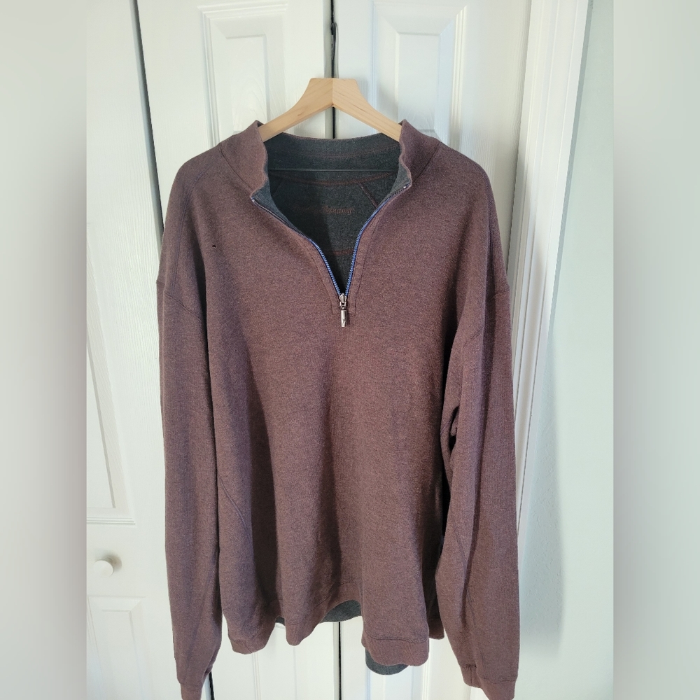 Tommy Bahama 3XLB Maroon / Gray Reversible Quarter Zip Sweater